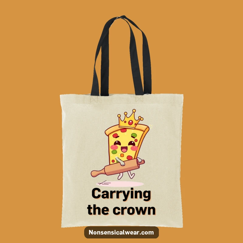 Funny Pizza Crown Tote Bag - Whimsical Foodie Carryall Gift